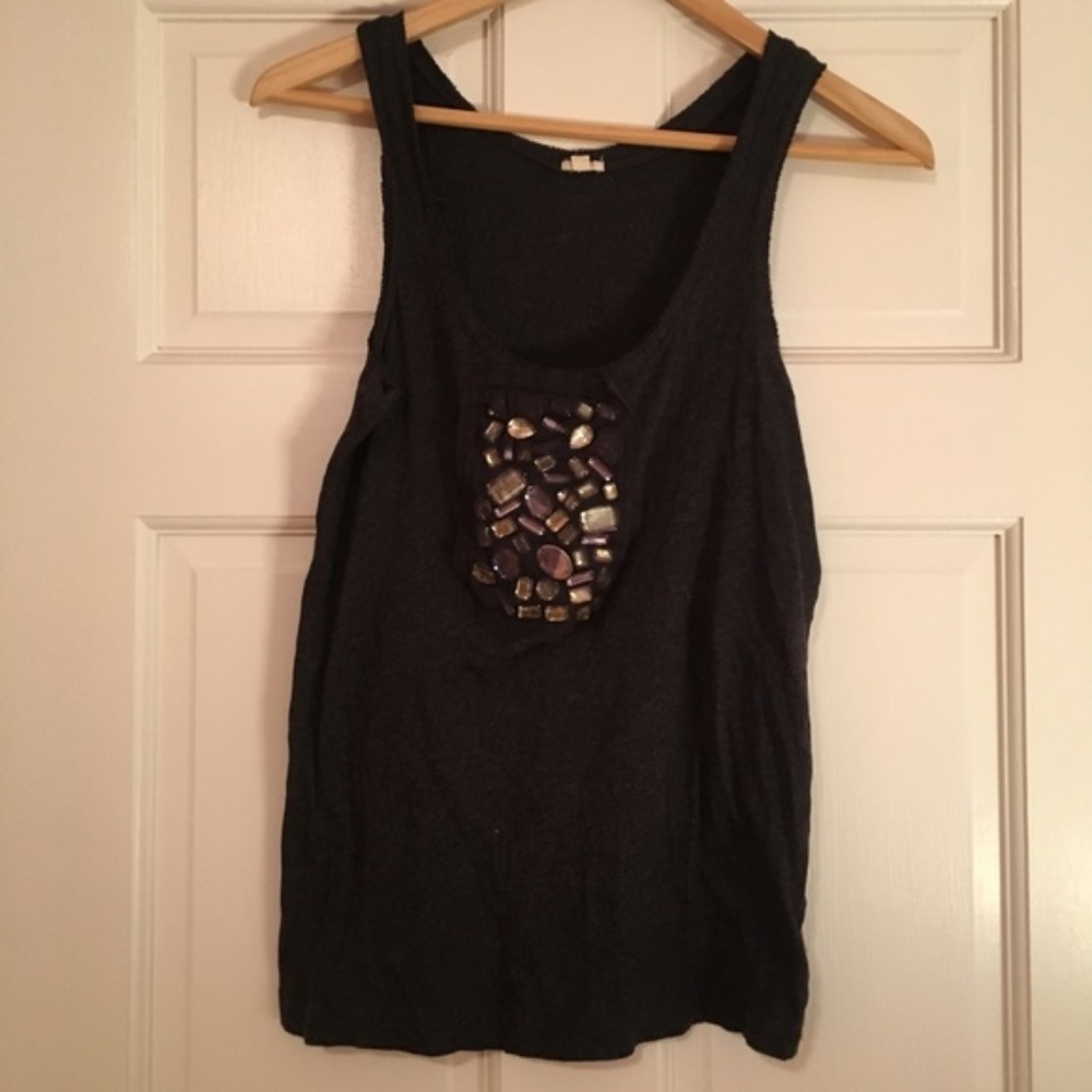 J.Crew Dark Gray Jeweled Tank Top!